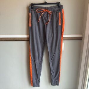 KDNK Track Pants Trousers Charcoal Gray Orange Pinstripe​